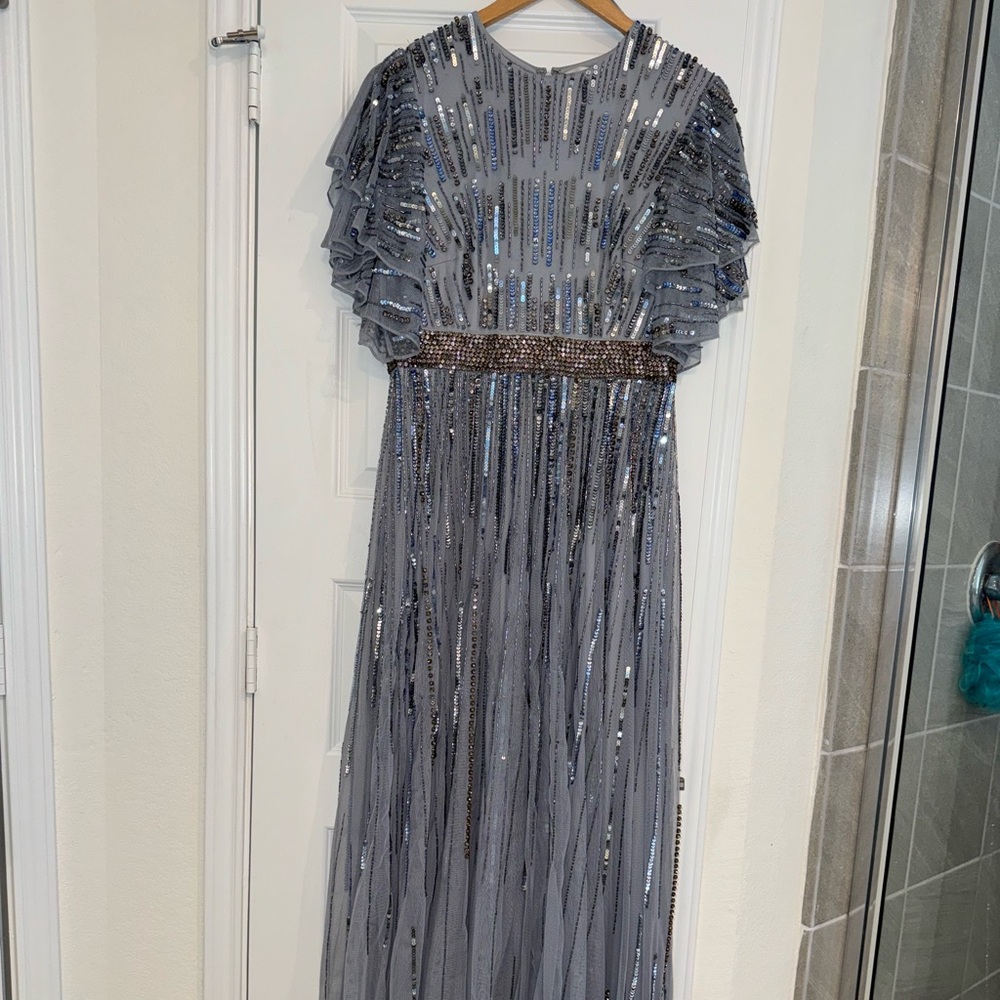 Mac Duggal Size 10 Flutter Sleeve Embroidered Mid… - image 6